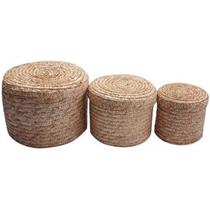 Tlily - 3 Pcs/Set Handmade Straw Woven Storage Basket With Lid Snack Organizer Box Laundry Baskets Rattan Flower Tlily - 3 Pcs/Set Handmade Straw Woven Storage Basket With Lid Snack Organizer Box Laundry Baskets Rattan Flower
