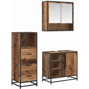 Bathroom Furniture Set with Door 3 pcs Old Wood Engineered Wood vidaXL Bathroom Furniture Set with Door 3 pcs Old Wood Engineered Wood vidaXL