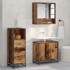 Bathroom Furniture Set with Door 3 pcs Old Wood Engineered Wood vidaXL Bathroom Furniture Set with Door 3 pcs Old Wood Engineered Wood vidaXL