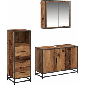 Bathroom Furniture Set with Door 3 pcs Old Wood Engineered Wood vidaXL Bathroom Furniture Set with Door 3 pcs Old Wood Engineered Wood vidaXL