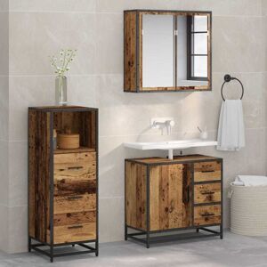 Bathroom Furniture Set with Door 3 pcs Old wood Engineered wood vidaXL Bathroom Furniture Set with Door 3 pcs Old wood Engineered wood vidaXL