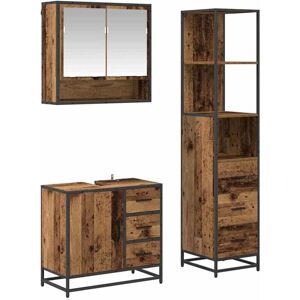 Bathroom Furniture Set with Door 3 pcs Old Wood Engineered Wood vidaXL Bathroom Furniture Set with Door 3 pcs Old Wood Engineered Wood vidaXL