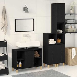 Vidaxl - Bathroom Furniture Set with Storage 3 pcs Black 60 x 30 x 60 cm Vidaxl - Bathroom Furniture Set with Storage 3 pcs Black 60 x 30 x 60 cm