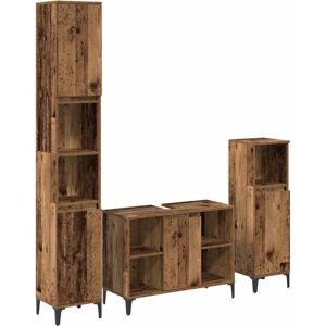 Bathroom Furniture Set with Door 3 pcs Old wood Engineered wood vidaXL Bathroom Furniture Set with Door 3 pcs Old wood Engineered wood vidaXL