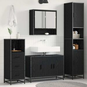 Bathroom Furniture Set with Door 3 pcs Old Wood Engineered Wood vidaXL Bathroom Furniture Set with Door 3 pcs Old Wood Engineered Wood vidaXL