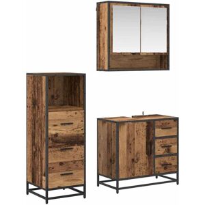 Bathroom Furniture Set with Door 3 pcs Old Wood Engineered Wood vidaXL Bathroom Furniture Set with Door 3 pcs Old Wood Engineered Wood vidaXL