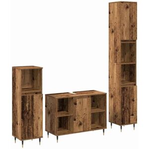 Bathroom Furniture Set with Door 3 pcs Old Wood Engineered Wood vidaXL Bathroom Furniture Set with Door 3 pcs Old Wood Engineered Wood vidaXL