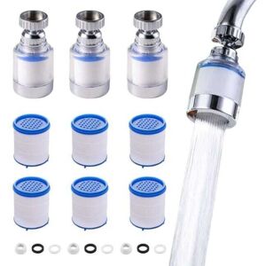 IKODM 3 Pieces 360° Rotatable Anti-Limescale Faucet Filter, Transparent, with 6 pp Cotton Filter Elements, Faucet Filter IKODM 3 Pieces 360° Rotatable Anti-Limescale Faucet Filter, Transparent, with 6 pp Cotton Filter Elements, Faucet Filter