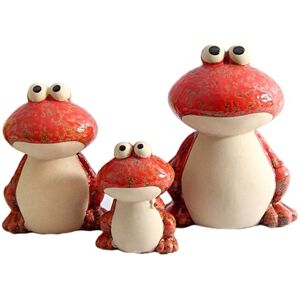 TLILY 3 Pieces Frog Family Figurines Statue Miniature Ceramic Figurine Animal Ornament for Bookshelf Red TLILY 3 Pieces Frog Family Figurines Statue Miniature Ceramic Figurine Animal Ornament for Bookshelf Red