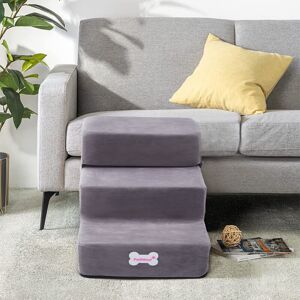 LIVINGANDHOME 3-step Upholstered Pet Stairs Climbing Ladder with Detachable Cover LIVINGANDHOME 3-step Upholstered Pet Stairs Climbing Ladder with Detachable Cover