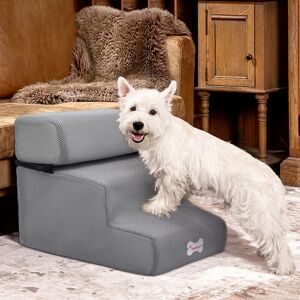 LIVINGANDHOME 3-step Upholstered Pet Stairs Climbing Ladder with Detachable Cover LIVINGANDHOME 3-step Upholstered Pet Stairs Climbing Ladder with Detachable Cover