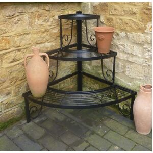 3 Tier Corner Stand - Decorative Garden Shelf - Solid Steel - L63.5 x W82.5 x H76.2 cm - Black 3 Tier Corner Stand - Decorative Garden Shelf - Solid Steel - L63.5 x W82.5 x H76.2 cm - Black