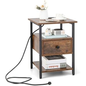 3-Tier Nightstand Bedside Sofa Side Tables w/ Charging Station - Costway 3-Tier Nightstand Bedside Sofa Side Tables w/ Charging Station - Costway