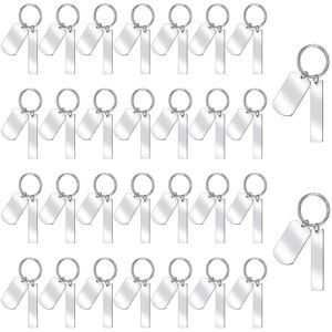 TLILY 30 Pcs Engravable Metal Keychain Blank Rectangle Stamping Blanks for Engraving Stainless Steel Key Ring Tags TLILY 30 Pcs Engravable Metal Keychain Blank Rectangle Stamping Blanks for Engraving Stainless Steel Key Ring Tags