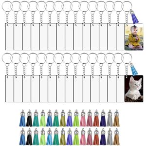 TLILY 30 Sets Acrylic Keychain Blanks Key Ring Circles Clear Round Discs Ornaments with Hole TLILY 30 Sets Acrylic Keychain Blanks Key Ring Circles Clear Round Discs Ornaments with Hole