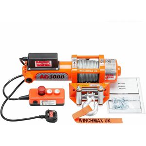 WINCHMAX 3,000lb (1,361kg) Original Orange 240V 13A Single Phase Winch. 12.5m x 5mm Wire Rope and 1/4 Inch Hook WINCHMAX 3,000lb (1,361kg) Original Orange 240V 13A Single Phase Winch. 12.5m x 5mm Wire Rope and 1/4 Inch Hook