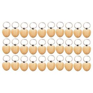TLILY 30Pcs Blank Heart-Shaped Wooden Key Chain DIY Wood Keychains Tags Gift TLILY 30Pcs Blank Heart-Shaped Wooden Key Chain DIY Wood Keychains Tags Gift
