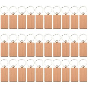 TLILY 30Pcs Blank Rectangle Wooden Key Chain Diy Wood Keychains Tags Can Engrave Gifts TLILY 30Pcs Blank Rectangle Wooden Key Chain Diy Wood Keychains Tags Can Engrave Gifts
