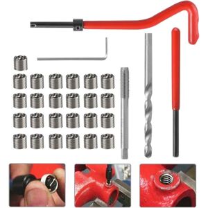 Aougo - 30Pcs M6 Stainless Steel Thread Repair Kit Twist Drill Bit Hex Wrench Insert Thread Tap Die Professional for Daily Maintenance Automotive Aougo - 30Pcs M6 Stainless Steel Thread Repair Kit Twist Drill Bit Hex Wrench Insert Thread Tap Die Professional for Daily Maintenance Automotive