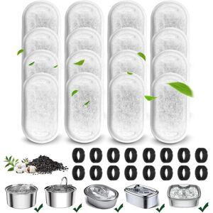 CSPARKV 32 Pieces Stainless Steel Cat Water Fountain Filter, 16 Carbon Filters and 16 Pre-filter Sponges, Suitable for 3.2L/2L Stainless Steel Cat Drinkers CSPARKV 32 Pieces Stainless Steel Cat Water Fountain Filter, 16 Carbon Filters and 16 Pre-filter Sponges, Suitable for 3.2L/2L Stainless Steel Cat Drinkers