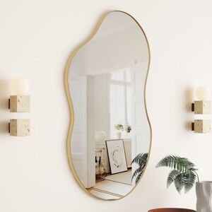 Shyfoy - 32in Modern Art Organic Wave Shaped Wall Mirror with Gold Frame - Decorative Accent for Living Room & Entryway Shyfoy - 32in Modern Art Organic Wave Shaped Wall Mirror with Gold Frame - Decorative Accent for Living Room & Entryway
