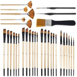 TLILY 32Pcs Paint Brushes for Acrylic Painting,Premium Nylon Bristles with Round, Filbert, Flat, Fan, Angle, Fine Detail Brush TLILY 32Pcs Paint Brushes for Acrylic Painting,Premium Nylon Bristles with Round, Filbert, Flat, Fan, Angle, Fine Detail Brush