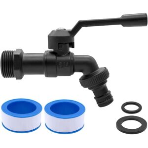 WOIYIC 3/4" Brass Garden Tap - Frost Resistant - 20°C - Heat Resistant - 120°C - With Hose Connectors - Black WOIYIC 3/4" Brass Garden Tap - Frost Resistant - 20°C - Heat Resistant - 120°C - With Hose Connectors - Black