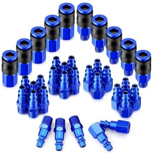 TLILY 35 Pieces Air Hose Fittings 1/4inch npt Aluminum Coupler and Plug Kit Tool Heavy Duty TLILY 35 Pieces Air Hose Fittings 1/4inch npt Aluminum Coupler and Plug Kit Tool Heavy Duty