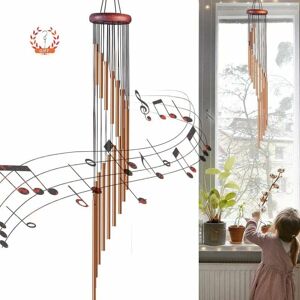 Hoopzi - 36 inch Outdoor Wind Chime with Hook, 18 Aluminum Alloy Tubes with Wood Pattern, for Garden, Patio, Garden, Hoopzi - 36 inch Outdoor Wind Chime with Hook, 18 Aluminum Alloy Tubes with Wood Pattern, for Garden, Patio, Garden,