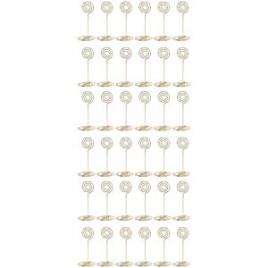 Tlily - 36 Pack Table Number Card Holders Photo Holder Clips Paper Menu Place Card Stands, Circle Shape (Gold) Tlily - 36 Pack Table Number Card Holders Photo Holder Clips Paper Menu Place Card Stands, Circle Shape (Gold)