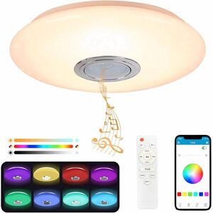 BEIJIYI 36W LED Ceiling Light with Bluetooth Speaker, Color Changing Ceiling Light, Remote Control and Mobile App, 3600LM, 3000-6500K, IP44, for Bedroom, BEIJIYI 36W LED Ceiling Light with Bluetooth Speaker, Color Changing Ceiling Light, Remote Control and Mobile App, 3600LM, 3000-6500K, IP44, for Bedroom,