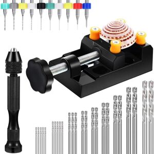 ROSE 37 Pieces Hand Twist Drill Tool Set, Miniature Pin Vise Drill Bit, Bench Vice for Craft Carving Resin DIY Jewelry Making(0.5-3mm Drilling Bits & ROSE 37 Pieces Hand Twist Drill Tool Set, Miniature Pin Vise Drill Bit, Bench Vice for Craft Carving Resin DIY Jewelry Making(0.5-3mm Drilling Bits &