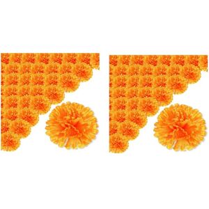 TLILY 3.9 Inch Artificial Marigold Flowers Day of the Dead 100 Pieces Fake Head for Garland Making TLILY 3.9 Inch Artificial Marigold Flowers Day of the Dead 100 Pieces Fake Head for Garland Making