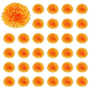 Tlily - 3.9 Inch Artificial Marigold Flowers Day of the Dead 150 Pieces Fake Head Tlily - 3.9 Inch Artificial Marigold Flowers Day of the Dead 150 Pieces Fake Head