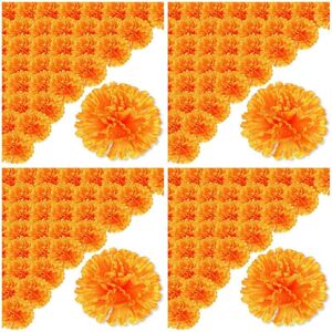 TLILY 3.9 Inch Artificial Marigold Flowers Day of the Dead 200 Pieces Fake Head TLILY 3.9 Inch Artificial Marigold Flowers Day of the Dead 200 Pieces Fake Head
