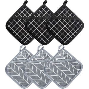 WOIYIC 392°F Heat Resistant Pot Holders and Oven Mitts, Thick Oven Gloves Set Recycled Cotton Filled, for Cooking, Baking, 17cm x 17cm, 3PCS Grey and 3PCS WOIYIC 392°F Heat Resistant Pot Holders and Oven Mitts, Thick Oven Gloves Set Recycled Cotton Filled, for Cooking, Baking, 17cm x 17cm, 3PCS Grey and 3PCS