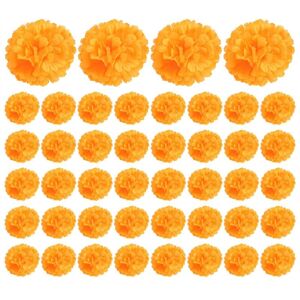 TLILY 3.9inch Marigold Flowers Artificial Day of the Dead Flower 50Pcs Fake for Garland Making TLILY 3.9inch Marigold Flowers Artificial Day of the Dead Flower 50Pcs Fake for Garland Making