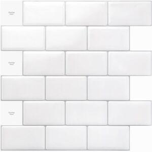 WOIYIC 3D kitchen backsplash, 10 sheets, 30 x 30 cm, self-adhesive tiles, glossy white WOIYIC 3D kitchen backsplash, 10 sheets, 30 x 30 cm, self-adhesive tiles, glossy white