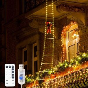 TONCHEAN 3M LED Santa Claus Ladder String Lights, with Climbing Santa, 8 Modes, Timer Memory Function, Waterproof, for Outdoor and Indoor Christmas Decoration TONCHEAN 3M LED Santa Claus Ladder String Lights, with Climbing Santa, 8 Modes, Timer Memory Function, Waterproof, for Outdoor and Indoor Christmas Decoration