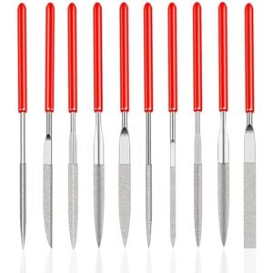 LINGHHANG (3mm x 140mm) Set of 10 Mini Diamond Needle Files for Crafts, Model Making, Woodworking, Polishing Wood, Jewelry Making, and Metalworking LINGHHANG (3mm x 140mm) Set of 10 Mini Diamond Needle Files for Crafts, Model Making, Woodworking, Polishing Wood, Jewelry Making, and Metalworking