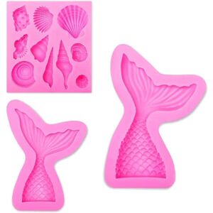 Longziming - 3Pack Seashell Mold and Mermaid Tail Mold Silicone Fondant Mold Soft Molds Soap Molds Silicone Fondant Mold Decoration Baking Longziming - 3Pack Seashell Mold and Mermaid Tail Mold Silicone Fondant Mold Soft Molds Soap Molds Silicone Fondant Mold Decoration Baking