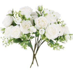 Memkey - 3pcs Artificial Flowers Peony Bouquets Artificial Silk Peonies for Home Wedding Office Party Bedroom Decoration 15 Peonies White Memkey - 3pcs Artificial Flowers Peony Bouquets Artificial Silk Peonies for Home Wedding Office Party Bedroom Decoration 15 Peonies White