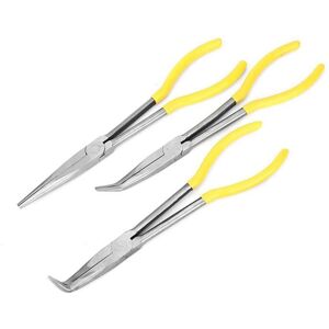 Tinor - 3pcs Carbon Steel Long Nose Pliers Extra Long Pliers with Straight Bent Tip for Electricians Craft Tool Set Tinor - 3pcs Carbon Steel Long Nose Pliers Extra Long Pliers with Straight Bent Tip for Electricians Craft Tool Set
