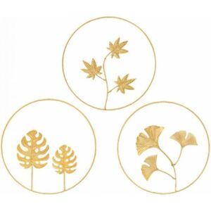 CYSLMUK 3Pcs Iron Wall Sculptures Round Metal Wall Decor Gingko Biloba Art Flowers Wall Decor Ornament for Living Room Kitchen Home Hotel Bedroom (Golden) CYSLMUK 3Pcs Iron Wall Sculptures Round Metal Wall Decor Gingko Biloba Art Flowers Wall Decor Ornament for Living Room Kitchen Home Hotel Bedroom (Golden)