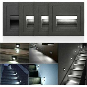 Hoopzi - 3W led Recessed Wall Light, Cold White IP65 waterproof Stair Lights, Step Lights, Aluminum, Decoration Outdoor Indoor Lighting Cold White Hoopzi - 3W led Recessed Wall Light, Cold White IP65 waterproof Stair Lights, Step Lights, Aluminum, Decoration Outdoor Indoor Lighting Cold White