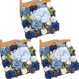 TLILY 3X Artificial Flowers Fake Dusty Blue Peony Flowers Combo for diy Wedding Bridal Bouquets Centerpieces Home Decorations TLILY 3X Artificial Flowers Fake Dusty Blue Peony Flowers Combo for diy Wedding Bridal Bouquets Centerpieces Home Decorations