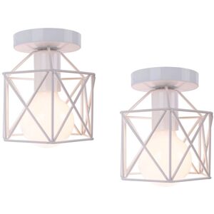 AXHUP Ceiling Lighting Fitting, Industrial Vintage Retro Metal Chandelier, Antique Ceiling Lamp with Cube Shape Lampshade E27 for Living Room Hallway (2X AXHUP Ceiling Lighting Fitting, Industrial Vintage Retro Metal Chandelier, Antique Ceiling Lamp with Cube Shape Lampshade E27 for Living Room Hallway (2X