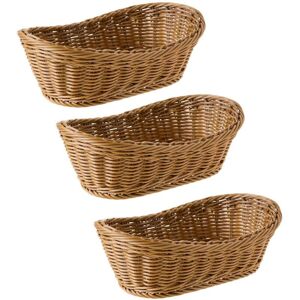 Tlily - 3X Oval Wicker Woven Bread Serving Basket, Storage 11 Inch Tlily - 3X Oval Wicker Woven Bread Serving Basket, Storage 11 Inch