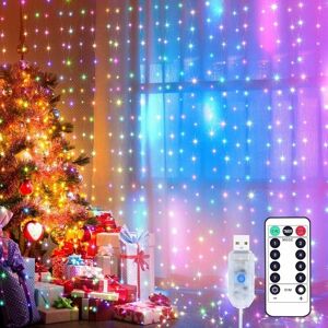 HOOPZI 3x3m led String Light Curtain led String Light Curtain with 8 Modes, 300LEDs, IP44 Waterproof Decoration for Christmas, Party Decoration, Indoor HOOPZI 3x3m led String Light Curtain led String Light Curtain with 8 Modes, 300LEDs, IP44 Waterproof Decoration for Christmas, Party Decoration, Indoor