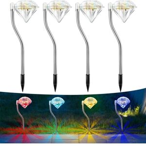 WOIYIC 4 Color Changing Solar Lights - Diamond Shape Solar Powered Outdoor Lights for Party Decoration Lawn Yard Driveway Lighting WOIYIC 4 Color Changing Solar Lights - Diamond Shape Solar Powered Outdoor Lights for Party Decoration Lawn Yard Driveway Lighting